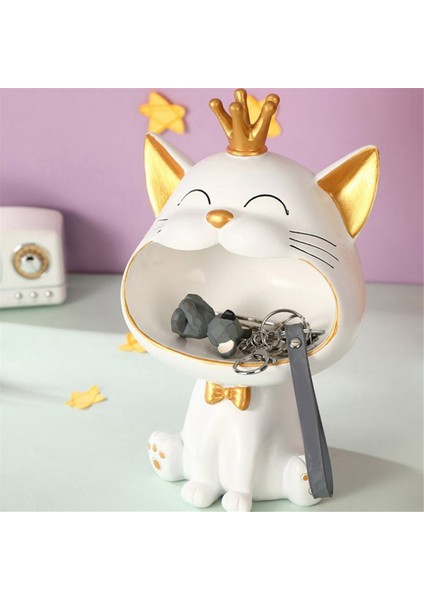 Gülen Kediler Heykeli Anahtar Kase Giriş Yolu Masa Depolama Kasesi Tepsisi Büyük Ağız Kedileri Saklama Kutusu Heykeli Kediler Organizatör-B (Yurt Dışından) indirimleri