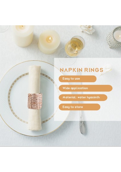 12PCS Peçete Yüzükleri, Su Sümbül Peçete Tutucu Yüzükler - Doğum Günü Partisi Için Rustik Peçete Yüzükleri, Yemek Masa Dekorasyonu (Yurt Dışından) fırsatları