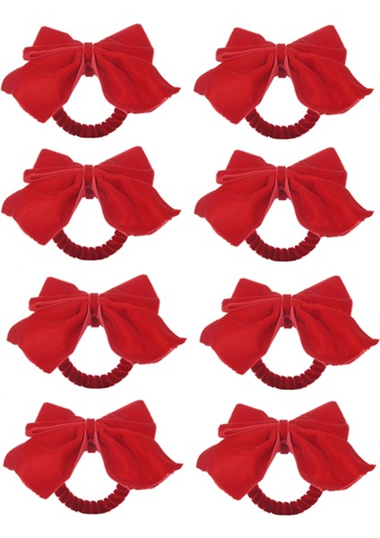 8 Kırmızı Yay Peçete Tutucu Yüzükleri, Velvet Yay Noel Peçetesi Tutar Toka Masa Dekorasyonu Noel Tatili Partisi Yemeği (Yurt Dışından)