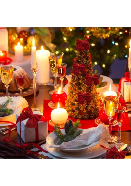 8 Kırmızı Yay Peçete Tutucu Yüzükleri, Velvet Yay Noel Peçetesi Tutar Toka Masa Dekorasyonu Noel Tatili Partisi Yemeği (Yurt Dışından) fiyatları