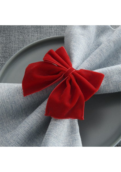 8 Kırmızı Yay Peçete Tutucu Yüzükleri, Velvet Yay Noel Peçetesi Tutar Toka Masa Dekorasyonu Noel Tatili Partisi Yemeği (Yurt Dışından) fırsatları