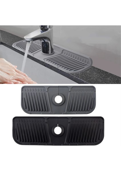 2pcs Mutfak Silikon Musluk Mat Musluk Su Yakalayıcı Lavabo Lavabo Sıçrama Pedi Tezgah Koruyucusu Banyo, Gri (Yurt Dışından) fırsatları