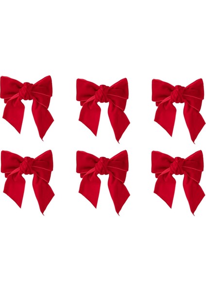 6pc Kırmızı Yay Noel Peçete Tutucu Yüzükler Şık Pazen Peçeteli Peçete Tokası Doğum Günü Partisi Düğün Yemek Masası Dekorasyon (Yurt Dışından)