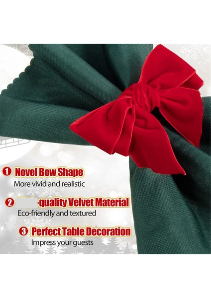 6pc Kırmızı Yay Noel Peçete Tutucu Yüzükler Şık Pazen Peçeteli Peçete Tokası Doğum Günü Partisi Düğün Yemek Masası Dekorasyon (Yurt Dışından) fiyatları