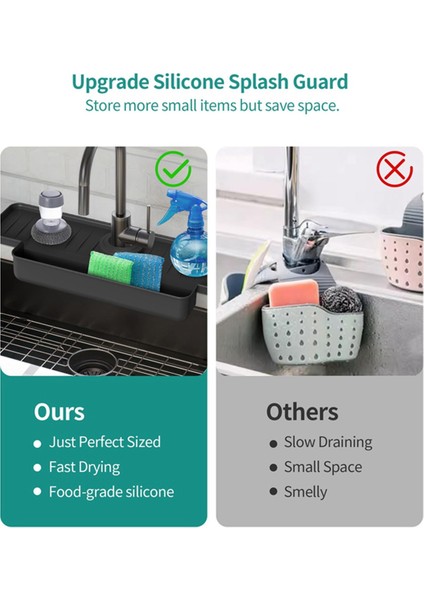 Silikon Musluk Sıçrama Koruyucusu Mutfak Lavabosu Sıçrama Koruyucusu Yükseltilmiş Musluk Su Yakalayıcı Tepsisi (Gri) (Yurt Dışından) modelleri