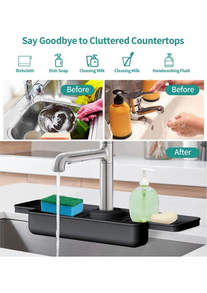 Silikon Musluk Sıçrama Koruyucusu Mutfak Lavabosu Sıçrama Koruyucusu Yükseltilmiş Musluk Su Yakalayıcı Tepsisi (Gri) (Yurt Dışından) fırsatları