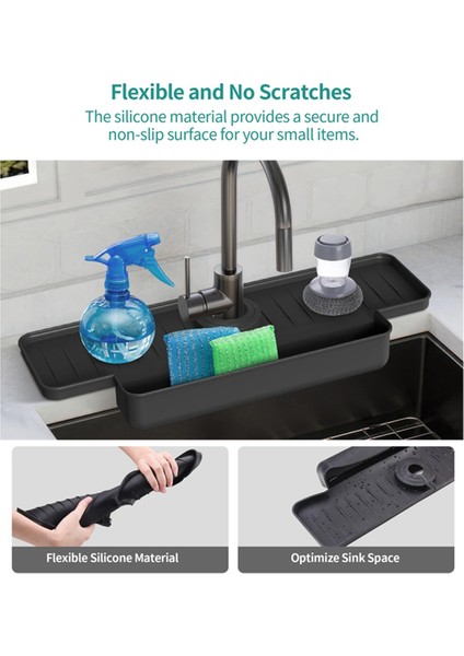 Silikon Musluk Sıçrama Koruyucusu Mutfak Lavabosu Sıçrama Koruyucusu Yükseltilmiş Musluk Su Yakalayıcı Tepsisi (Gri) (Yurt Dışından) indirimleri