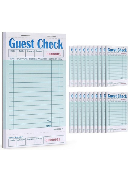 Konuk Çekler Kitabı 20 Pack, Sunucu Not Pedleri, Garson Aksesuar Kablo Pedleri, Restoran Malzemeleri Sipariş Pedleri 1000 Sayı Toplam (Yurt Dışından)