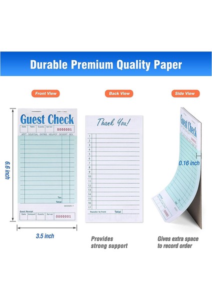 Konuk Çekler Kitabı 20 Pack, Sunucu Not Pedleri, Garson Aksesuar Kablo Pedleri, Restoran Malzemeleri Sipariş Pedleri 1000 Sayı Toplam (Yurt Dışından) fırsatları