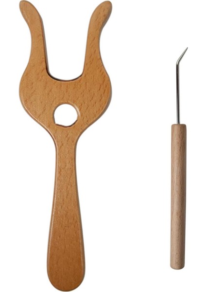 Büyük 19CM Ahşap Çatal Örgü Çatal El Yapımı Yün Örgü Çiçek Çatal Çocukların El Yapımı Yünlü Çiçek Çatal (Yurt Dışından)