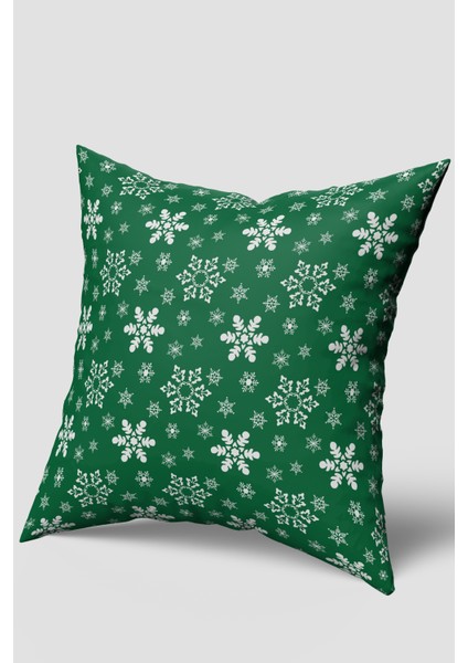 Yeşil Beyaz Noel Baba Kar Taneleri Yılbaşı Kırlent Kılıfı Seti 2'li modelleri