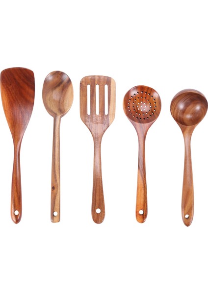 Sağlıklı Pişirme Aletleri Set Ahşap Pişirme Aletleri Doğal Yapışmaz Sert Ahşap Spatula ve Kaşık - Dayanıklı Çevre Dostu ve Güvenli Mutfak Yemek Kaşığı (Yurt Dışından)
