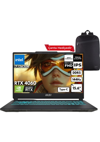 Msı Cyborg 15 I7-13620H 32-Gbddr5 1 Tbssd RTX4060 (8GB-45W) 15.6" 144Hz Fhd Windows 11 Pro + Zg Sırt Çantası A13VF-893XTRZG14