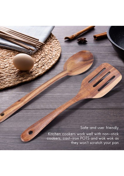 Sağlıklı Pişirme Aletleri Set Ahşap Pişirme Aletleri Doğal Yapışmaz Sert Ahşap Spatula ve Kaşık - Dayanıklı Çevre Dostu ve Güvenli Mutfak Yemek Kaşığı (Yurt Dışından) indirimleri