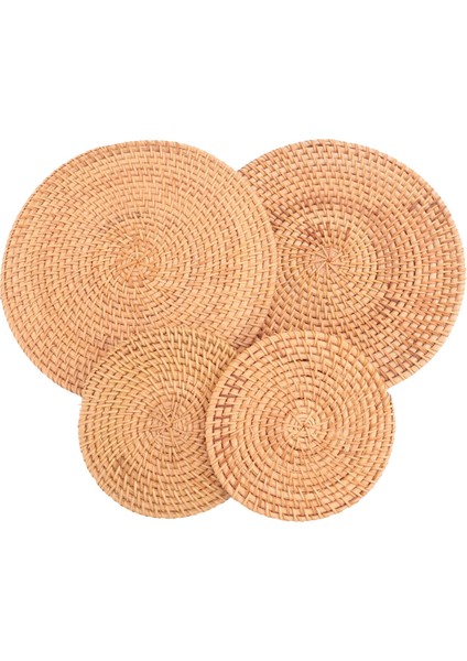 4 Paket El Dokumalı Rattan Coasters, Masa Sıcak Bulaşık Plakaları Için Masa Dokuma Trivet, Masa Için Pot Tutucu, Isıya Dayanıklı Paspaslar (Yurt Dışından)
