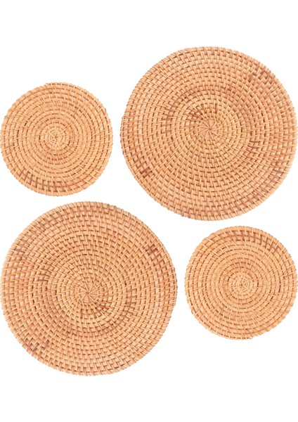 4 Paket El Dokumalı Rattan Coasters, Masa Sıcak Bulaşık Plakaları Için Masa Dokuma Trivet, Masa Için Pot Tutucu, Isıya Dayanıklı Paspaslar (Yurt Dışından) fiyatları