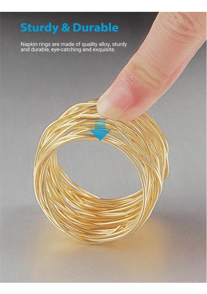 Bükülmüş Tel Örgü Peçete Halkaları Tutucular Parti Düğün Noel Toplantısı Altın 12 Adet (Yurt Dışından) indirimleri