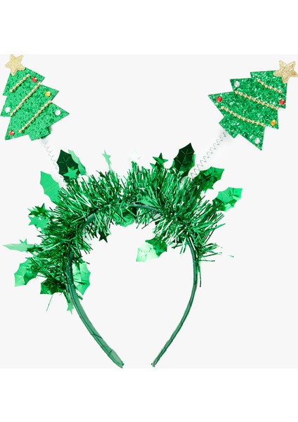 Simli Çam Ağacı Aplikeli Yılbaşı Tacı