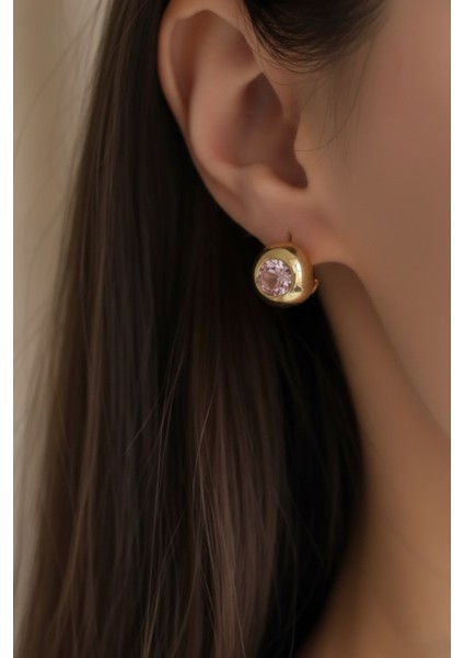Zirkon Taşlı Yuvarlak Gold Küpe (Xuping) 02-Xpng-Kp fırsatları