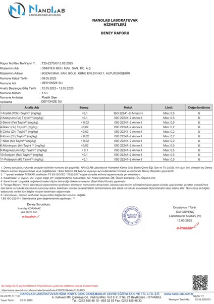 Ultra Saf / Deiyonize Su modelleri