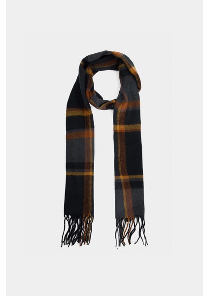 C8270AXBK27 Siyah Erkek Kareli Dokuma Atkı