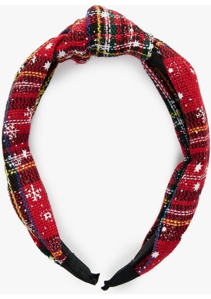 Ekoseli Düğüm Detaylı Kar Desenli Taç