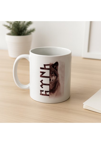 Bozkurt Baskılı Kupa Bardak, Göktürkçe Türk Hediyelik Kupa Fincan modelleri