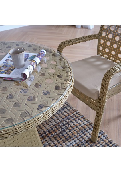 Ayaz 4 Kişilik Rattan Bahçe Balkon Mutfak Masa Takımı Cappuccino fiyatları