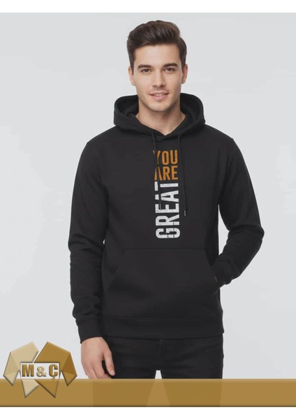 Premium Unisex Şardonlu 3 Iplik Dtf Baskı Kalın Kışlık Kapşonlu Basic Sweatshirt