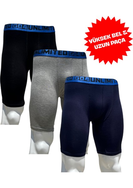 Go4 Yuksek Bel Uzun Paça Bamboo Boxer 3 Lü