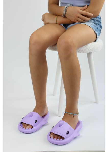 WG500 Köpekbalığı Mor Unisex Tam Ortopedik Terlik Shark Slides fırsatları
