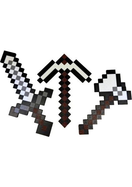 Minecraft 20CM Kılıç-Kazma- Balta Üçlü Demir Set