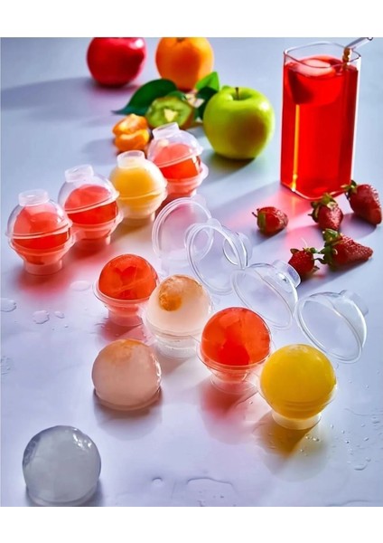 Üstten Doldurmalı Yatay 4 Bölmeli Küre Buz Topu Kalıbı - Yuvarlak Buz Topu Yapma Aparatı