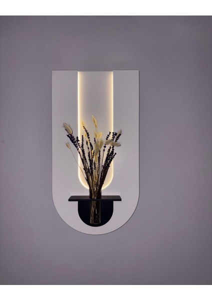 Begonvil Ahşap Pilli Ledli Iskandinav Tarzı Salon Duvar Rafı Modern Çiçeklik 40 x 75 cm fırsatları