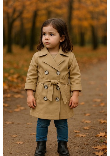 % 100 Pamuk Çocuk Trençkot -3-7 Yaş Günlük & Şık Dış Giyim