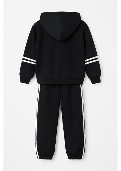 Kr Kids Siyah Kapüşonlu Çocuk Eşofman Takımı | 2–12 Yaş | Pamuklu, Fermuarlı, Spor ve Günlük Kullanım modelleri