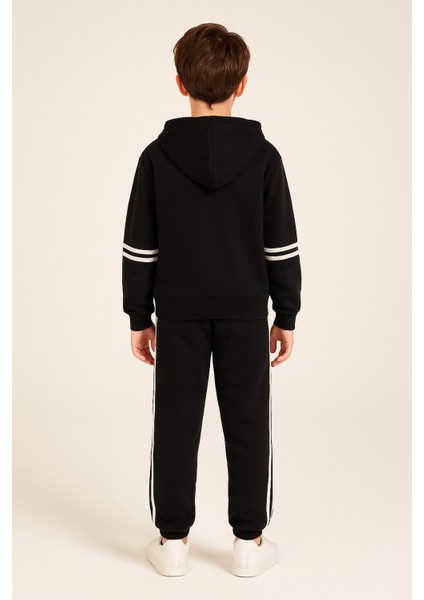 Kr Kids Siyah Kapüşonlu Çocuk Eşofman Takımı | 2–12 Yaş | Pamuklu, Fermuarlı, Spor ve Günlük Kullanım indirimleri