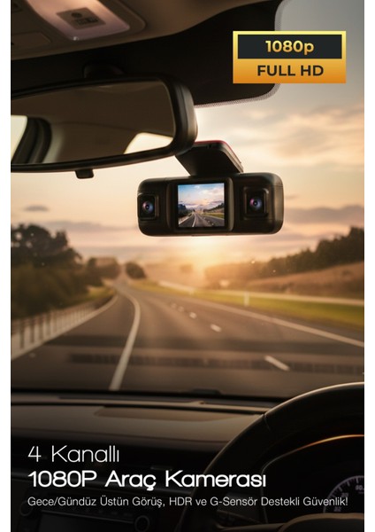4 Kameralı Wifi Özellikli Araç Kamerası - Geri Görüş - G Sensör - Ses Kayıt- Gece Görüş fırsatları
