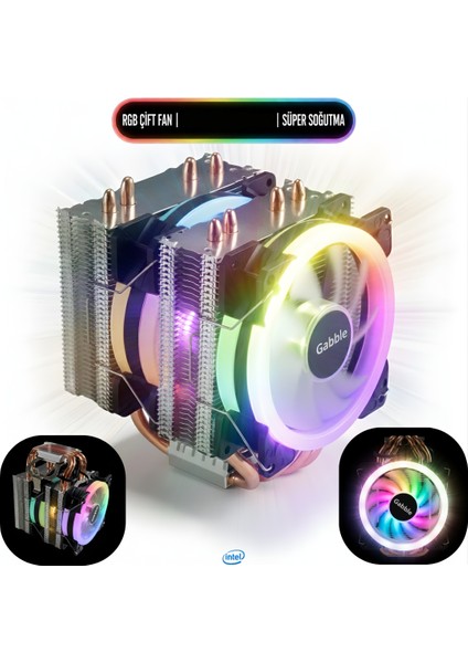 Gabble Cool Storm T90 Rgb Çift Fanlı Işlemci Fanı - Intel Uyumlu Kule Tipi Cpu Soğutucu