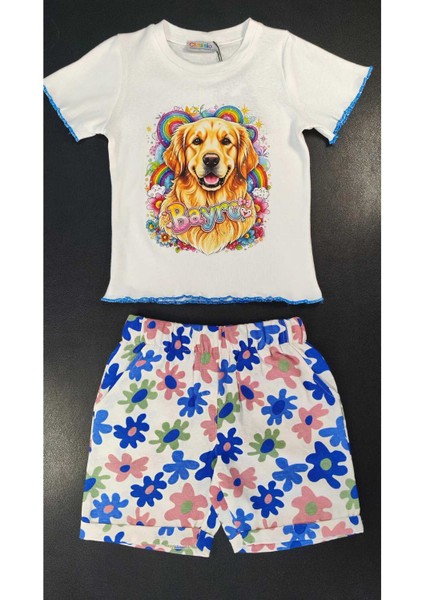 Mino Alaçatı Keten Şort-Bayro Baskılı Pamuk Tişört Takım