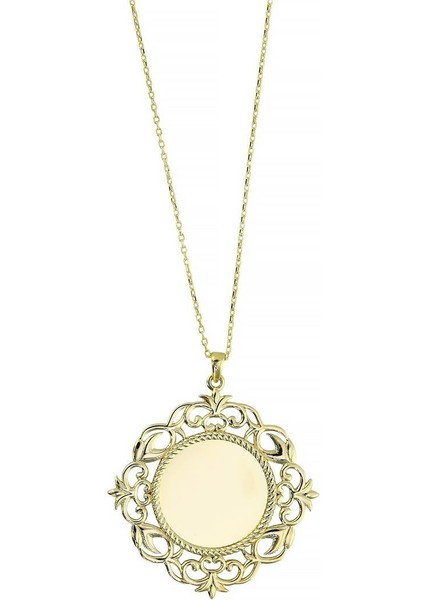 14 Ayar Altın Plaka Kolye - 0201263