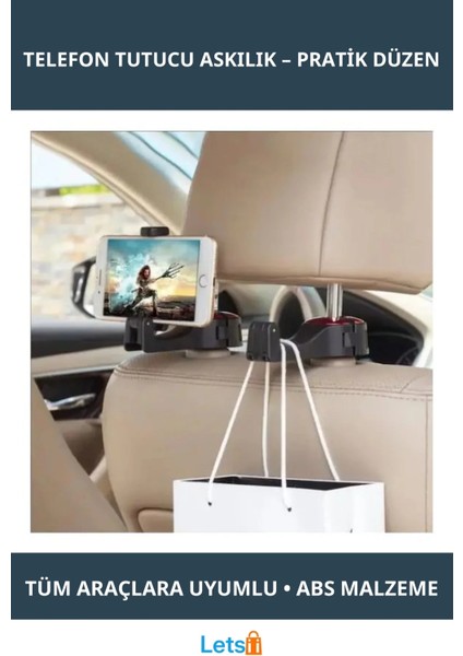 Dayanıklı Koltuk Arkası Telefon Tutucu Askılık Pratik Kullanım