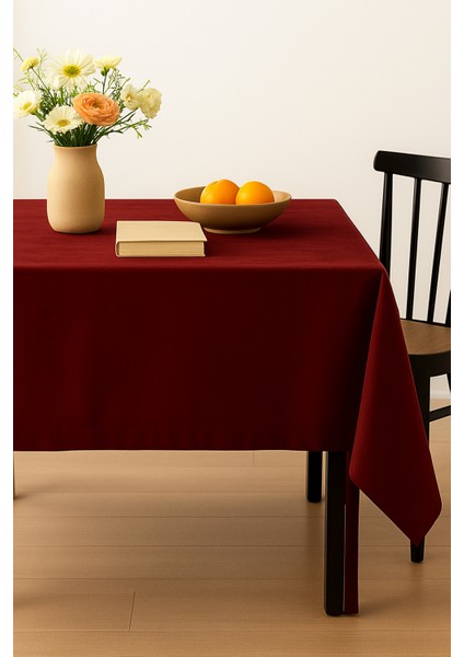Kadife Dokulu Masa Örtüsü | Şık, Yumuşak, Leke Tutmaz Bordo Masa Örtüsü