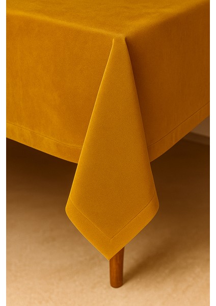 Kadife Dokulu Masa Örtüsü | Şık, Yumuşak, Leke Tutmaz Sarı Masa Örtüsü fiyatları