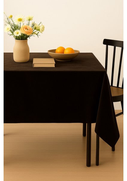 Kadife Dokulu Masa Örtüsü | Şık, Yumuşak, Leke Tutmaz Kahverengi Masa Örtüsü