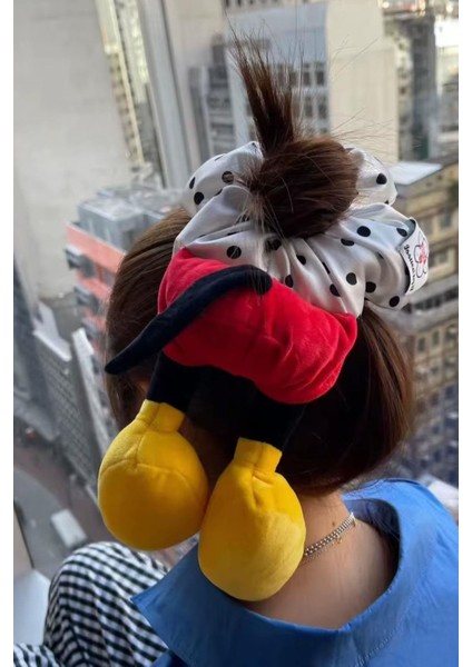 Miki Fare Detaylı Yeni Trend Pofuduk Peluş Simit Saç Bağlama Tokası modelleri