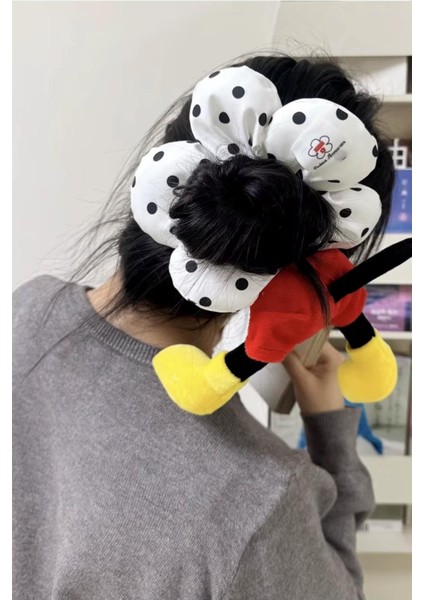 Miki Fare Detaylı Yeni Trend Pofuduk Peluş Simit Saç Bağlama Tokası indirimleri