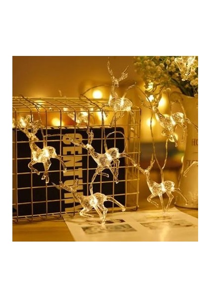 10'lu LED Ren Geyiği Işık Zinciri – Yılbaşı Dekoratif Fener Modeli (Pvc Kutuda) fırsatları