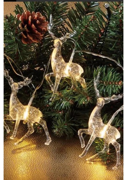 10'lu LED Ren Geyiği Işık Zinciri – Yılbaşı Dekoratif Fener Modeli (Pvc Kutuda) indirimleri