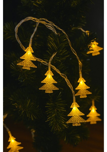 2 Metre Pilli Çam Ağacı LED Işık – 10'lu Yılbaşı Dekor Aydınlatma Modeli